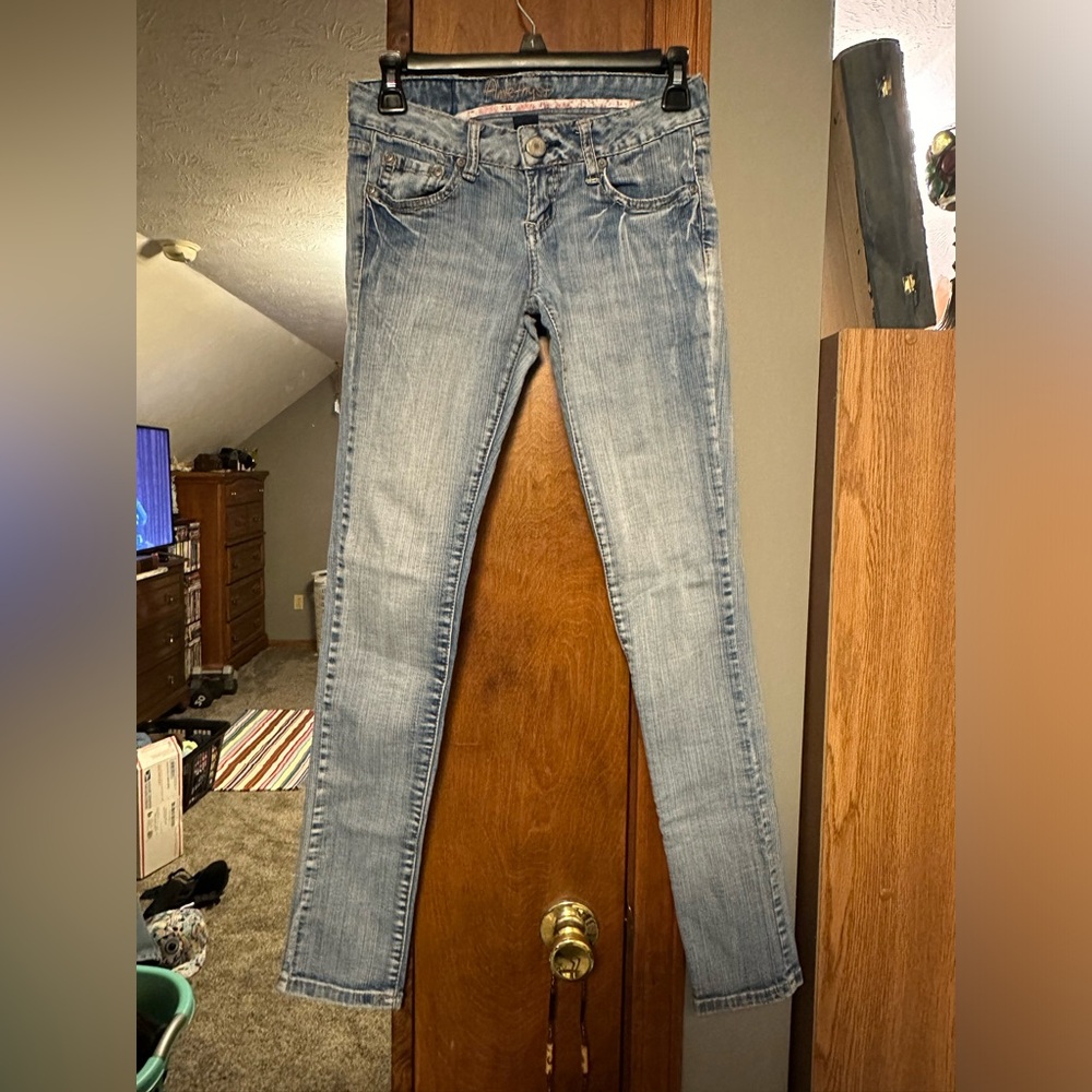 Straight leg skinny low rise jeans
